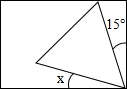 如图,长方形里面有一个等边三角形,计算x是______.