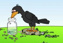 聪明的乌鸦:口渴的乌鸦看到一只装了水的瓶子