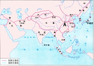 阅读以下图文材料:材料一:唐朝对外主要交通路线图材料二:据记载,当时