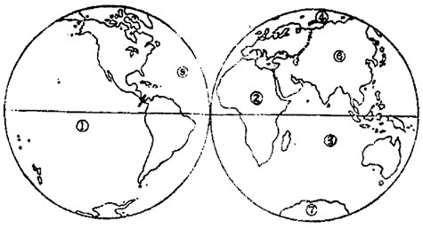 读下面的"大洲大洋轮廓图",完成下列内容.