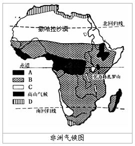 读非洲气候类型图,完成下列问题(1)写出图中