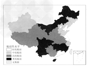 读我国区域自然灾害脆弱性水平划分图,广东、