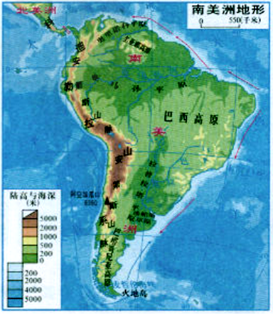读南美洲地形图,回答下列问题:(1)要了解一个
