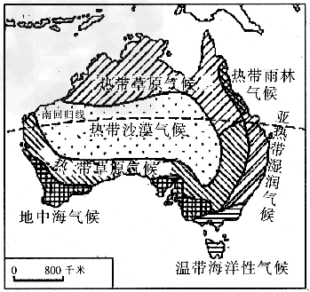 读"澳大利亚气候分布图"和"澳大利亚农牧业分布图",回答问题.