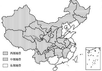 读我国三大经济地带分布示意图,下列各组省级行政区中