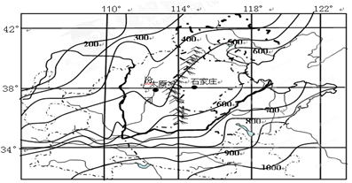 材料一:该图为我国华北地区七月和一月等温线