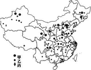 读图,中国纺织工业分布图,回答1~3题。小题1:图
