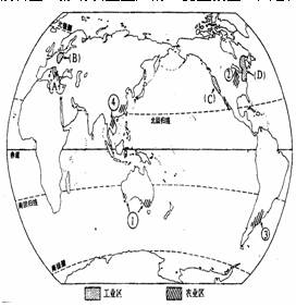 读世界主要工、农业地域类型分布示意图回答