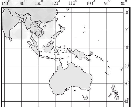 下图是地理爱好者所画的世界地图(亚洲和大洋