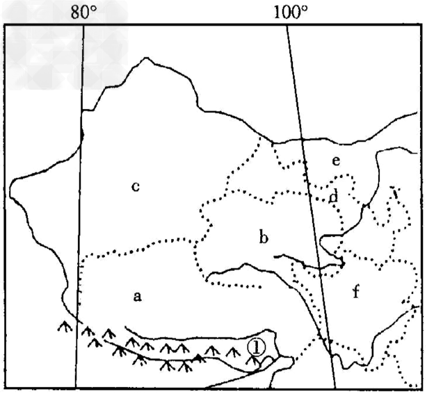 下图是我国西部地区几个省区略图,读图回答1~