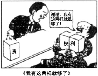 下边漫画反映了[ ]A.我国公民权利和义务具有对