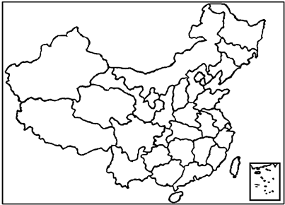 参考中国民族分布图,在下图相应位置填出任意