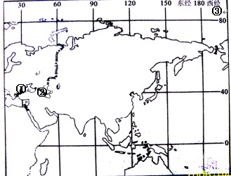 读亚洲图,完成下列要求:(1)在图中相应位置填出:太平洋 印度洋北冰洋
