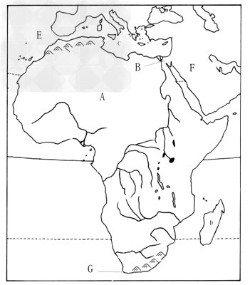 分析下图从轮廓上看,a所在应是______洲,d应是______岛,f是______洲的