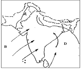 读印度地形简图,回答问题(6分)①图中c.是(填城市名称