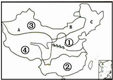 读中国地理区域示意图,回答下列问题.(1)四大地理区域:①______地区;②______地区;③______地区;④______地区;其 - 上学吧找答案