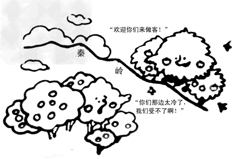 (1)高大的秦岭像天然屏障阻挡冬季风南下,使秦岭以南属带(温度带),而