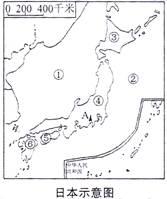 读日本四大岛屿和主要工业区分布示意图,完成