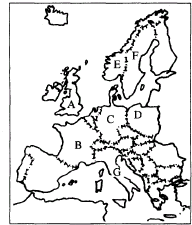 读欧洲西部政区简图,完成下列要求将图中字母