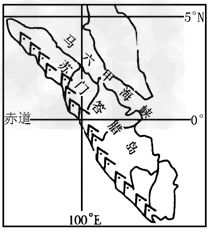 下图是东南亚苏门答腊岛位置,地形,河流示意图,读图完成1—2题.1.