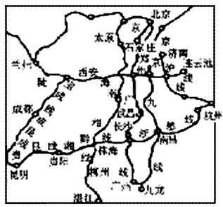 读"我国铁路干线(部分图",完成下面各题