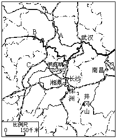 湖南,湖北作为我国中部地区的重要省份,经济正在崛起.读图回答问题