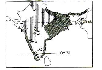 读印度地形简图,回答问题(6分)①图中C.是(填城