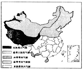 读下面我国气候类型分布图回答(1)从图看我国气候的分布具有的特点.