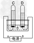 如图是电解水的简易装置示意图:(1)c试管中收集到的气体是 ,d试管中