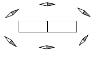 根据图中小磁针的指向,标出条形磁铁的磁极(小磁针的黑端表示n极)