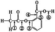 在阿司匹林的结构简式(下式)中①②③④⑤⑥分别标出了其分子中的不同