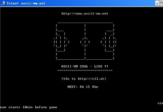 Telnet也行! 使用ASCII码观看世界杯!_网络知识