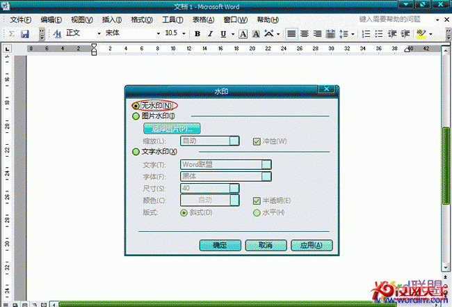 word2003文档中怎么样去水印图片