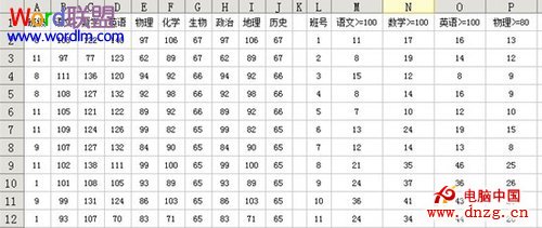 WPS表格使用多条件求和功能来统计考试成绩