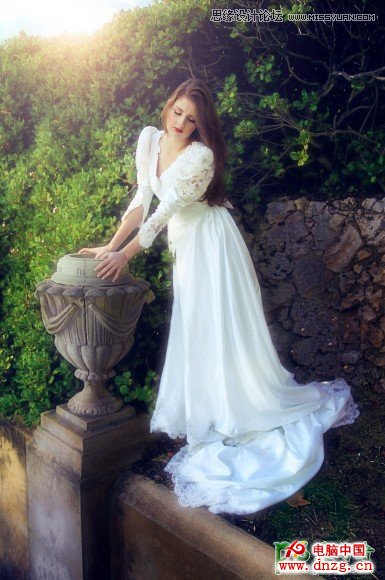 PS婚片:给漂亮的欧美新娘婚纱照调出唯美的柔