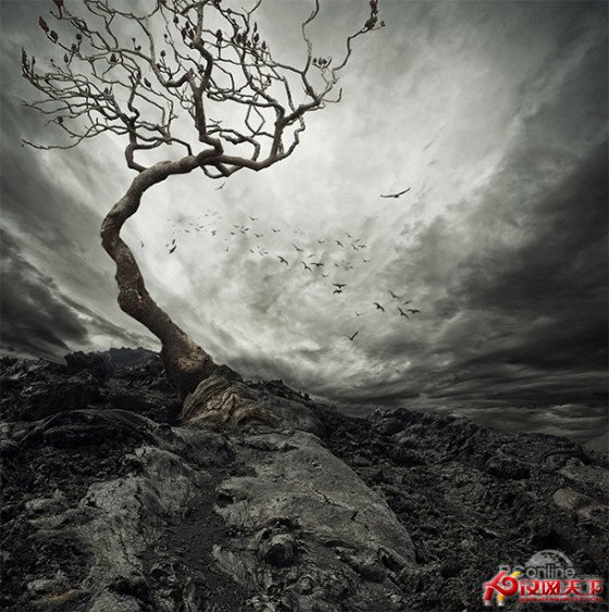 PS教程:Photoshop合成暗色悲伤的意境 - 百科教程网_经验分享平台[上学吧经验教程频道]