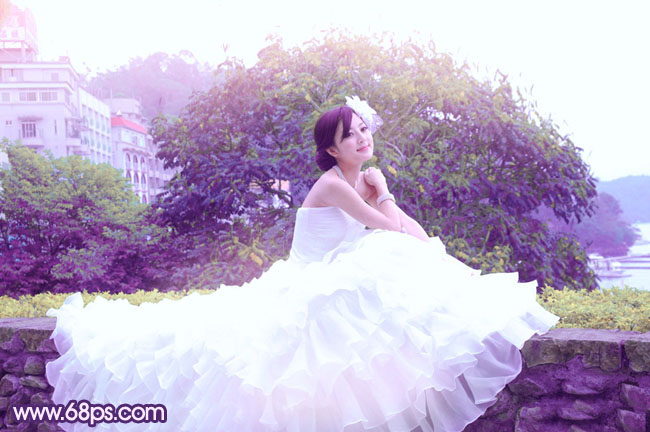 PS调出暗紫色婚纱照 - 百科教程网_经验分享平台[上学吧经验教程频道]