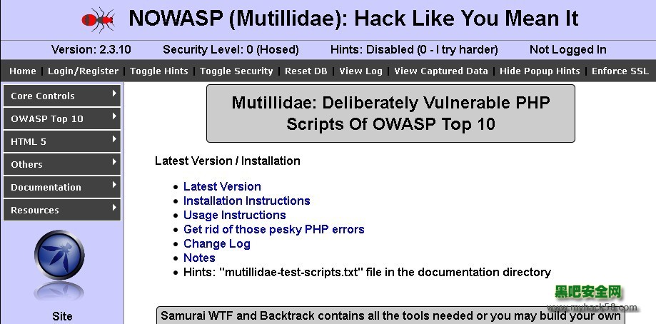 搭建Mutillidae使用sqlmap注入测试-脚本安全-