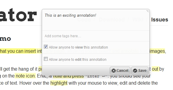 Annotator - 让网页变成可添加注释的JS库 - 百科