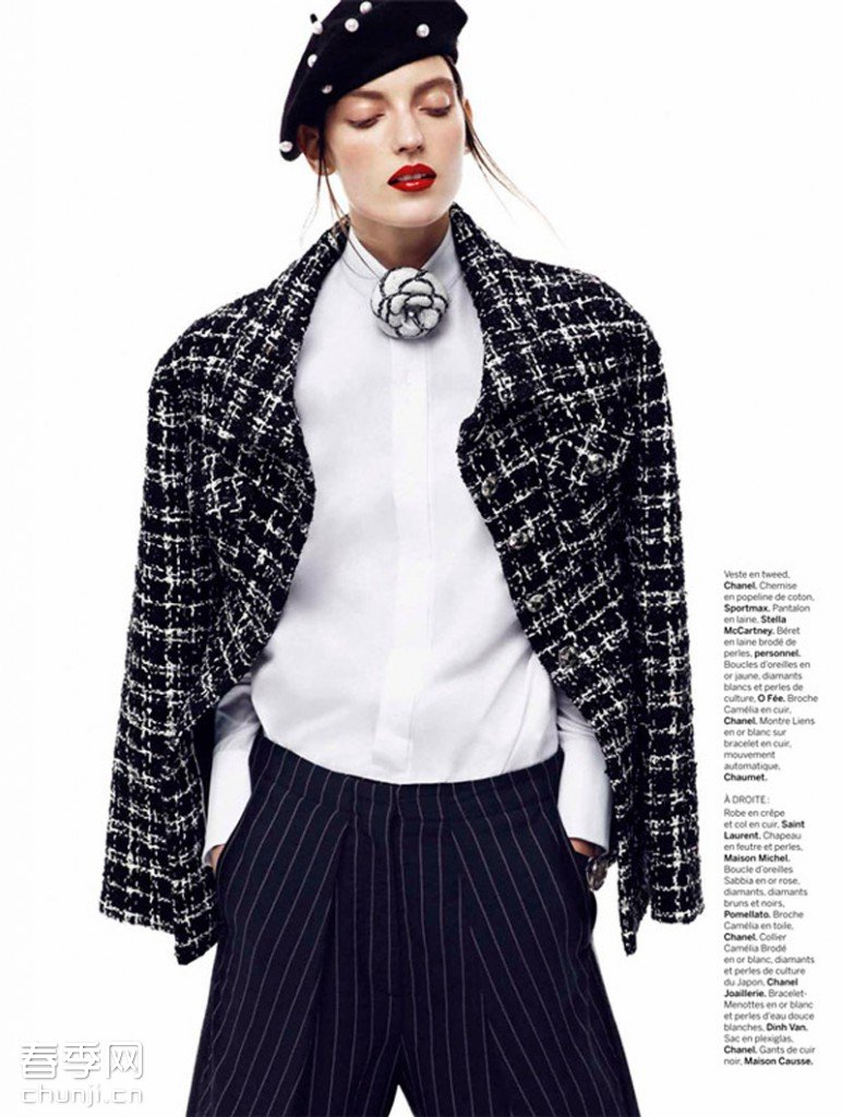 Chanel黑白色经典山茶花元素系列服饰大片 - 百