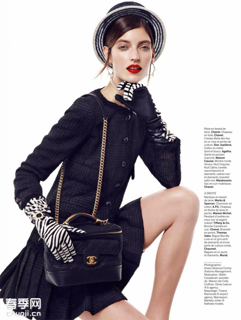 Chanel黑白色经典山茶花元素系列服饰大片 - 百