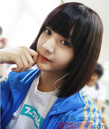 人气甜美齐刘海发型图片 教你修出精致V字脸 