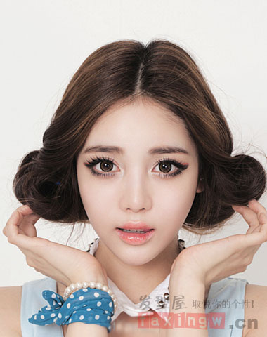 韩国无刘海学生发型扎法 打造初秋清凉美人 - 