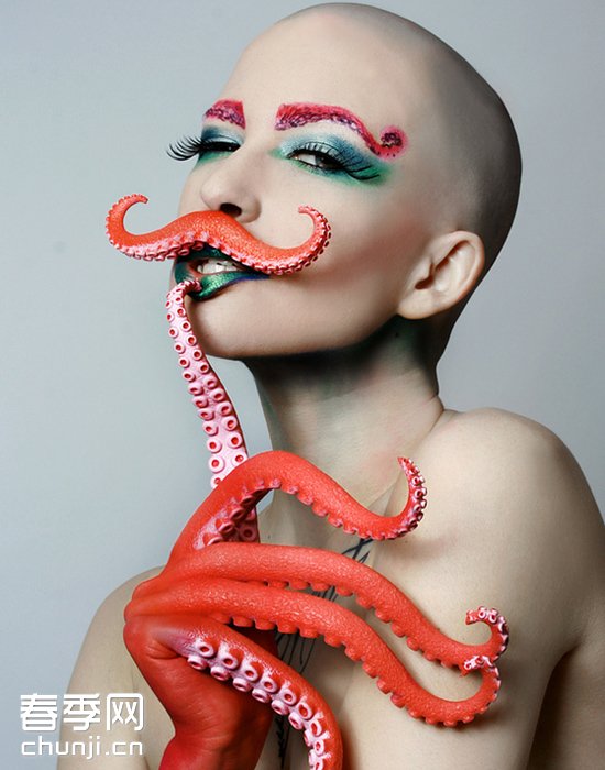 加勒比海盗创意彩妆章鱼造型 - 百科教程网_经