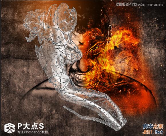 Photoshop照亮边缘滤镜把人物的脸部合成烧焦