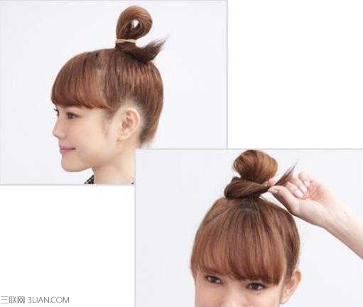 减龄的高耸丸子头扎法 - 百科教程网_经验分享平台[上学吧经验教程频道]