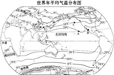 读世界等温线图,回答问题:(1)从图可以看出,全球气温的分布规律是气温