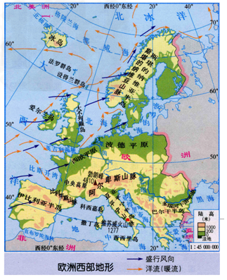 探究欧洲西部温带海洋性气候的形成,结合图,